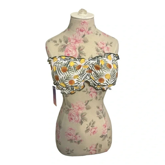 MOLYBELL Lemon and Orange 🍊 Print Bikini Top with Soft Cup Bra Size XL - Picture 1 of 6
